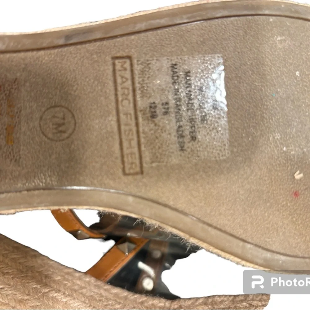 Marc Fisher Studded Clear Platform Espadrilles Sandals Wedges size 7